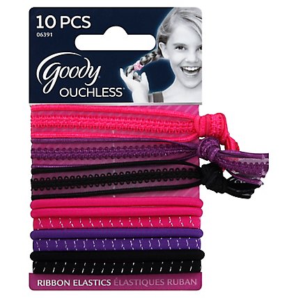 Goody Elastics Ouchless Ribbon Elastics Tieback Girls Mix Mylar - 10 Count - Image 1