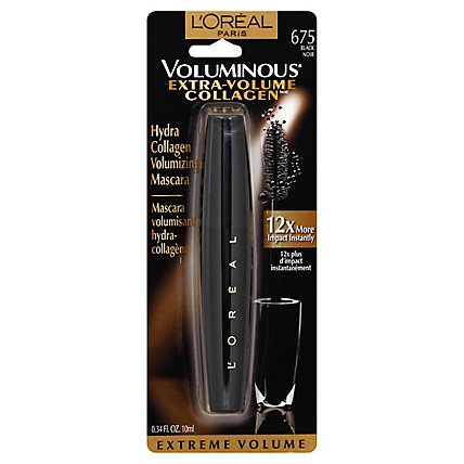 LOreal Mascara Extra Volume Collagen Plumping Black 675 - .34 Fl. Oz. - Image 1