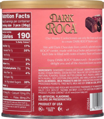 Brown & Haley Roca Buttercrunch Toffee Dark With Almonds And Dark Chocolate - 10 Oz - Image 6