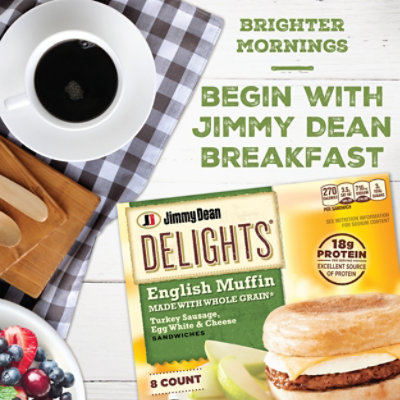 Jimmy Dean Delights Turkey Sausage Egg White & Cheese English Muffin Sandwiches 8 Count - Image 2
