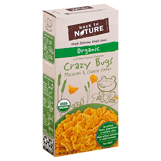 back to NATURE Macaroni & Cheese Dinner Organic Crazy Bugs Box - 6 Oz
