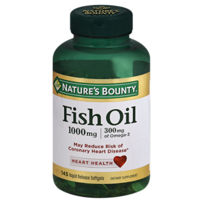 Natures Bounty Fish Oil 1000 Mg Cholesterol Free Omega-3 Softgels - 135 ...