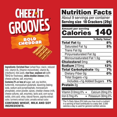 Cheez-It Grooves Cheese Crackers Crunchy Snack Bold Cheddar 9 Oz - Image 3