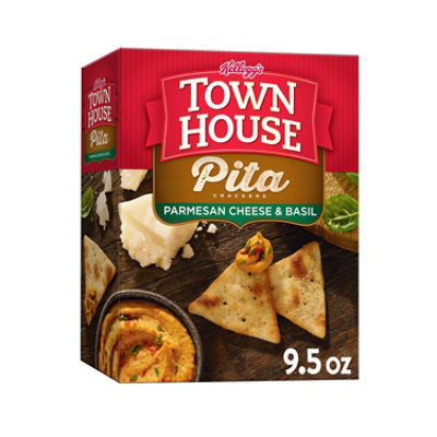 Town House Pita Crackers Ready To Dip Snacks Parmesan Cheese and Basil - 9.5 Oz