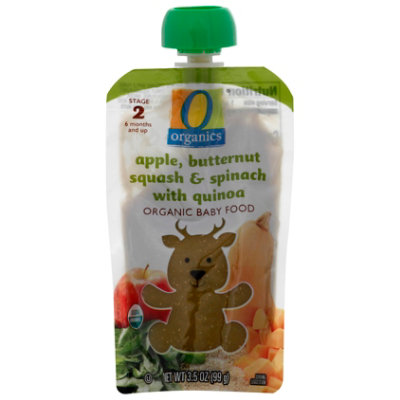 O Organics Organic Baby Food Stage 2 Apple Butternut Squash & Spinach With Quinoa - 3.5 Oz