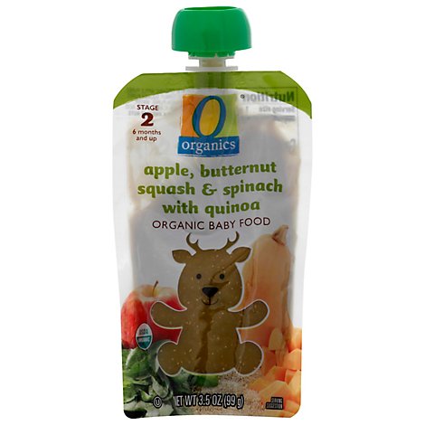 O Organics Organic Baby Food Stage 2 Apple Butternut Squash & Spinach With Quinoa - 3.5 Oz