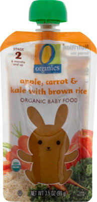 O Organics Organic Baby Food Stage 2 Apple Carrot & Kale With Brown Rice - 3.5 Oz