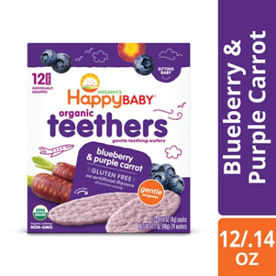 Happy Baby Organics Teether Crackers Blueberry & Purple Carrot - 12-0.14 Oz - Image 1
