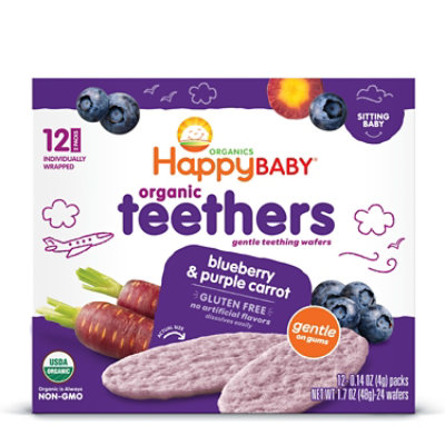 Happy Baby Organics Teether Crackers Blueberry & Purple Carrot - 12-0.14 Oz - Image 2