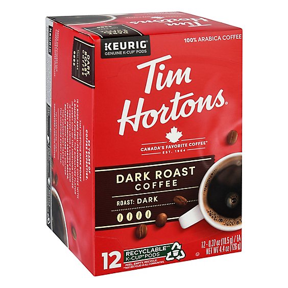 Tim Hortons Coffee K Cup Pods Dark Roast - 12-0.37 Oz