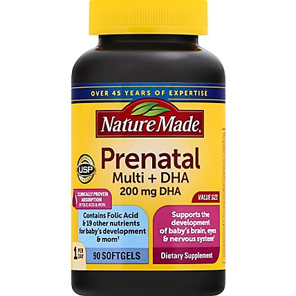 Nature Made Dietary Suppliment Prenatal Multivitamins + DHA 200 Mg Softgels - 90 Count - Image 2