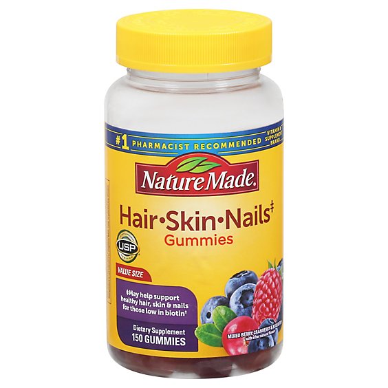 Nature Made Adult Gummies Hair Skin Nails Mixed Berry Cranberry & Blueberry - 150 Count
