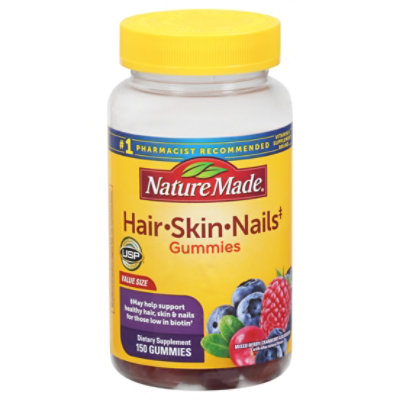 Nature Made Adult Gummies Hair Skin Nails Mixed Berry Cranberry & Blueberry - 150 Count