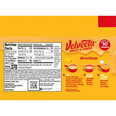 Velveeta Shells & Cheese Original Shell Pasta & Cheese Sauce Meal 2 Count Box - 12 Oz - Image 8