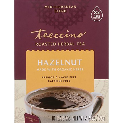 Teeccino Herbal Coffee Caffeine-Free All-Purpose Grind Medium Roast Hazelnut - 10 Count - Image 2
