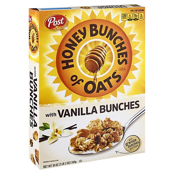 Post Honey Bunches of Oats Vanilla Breakfast Cereal Family Size Box - 18 Oz
