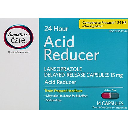 Signature Care Acid Reducer 24 Hour Lansoprazole Delayed Release 15mg Capsule - 14 Count - Image 2