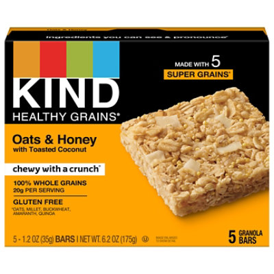 KIND Healthy Grains Oats & Honey with Toasted Coconut Gluten Free Snack Bars - 5-1.2 Oz - Image 3