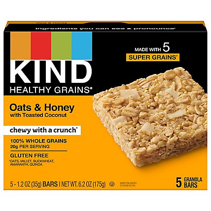 KIND Healthy Grains Granola Bars Oats & Honey with Toasted Coconut - 5-1.2 Oz - Image 2