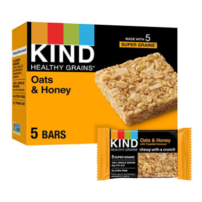 KIND Healthy Grains Oats & Honey with Toasted Coconut Gluten Free Snack Bars - 5-1.2 Oz - Image 1