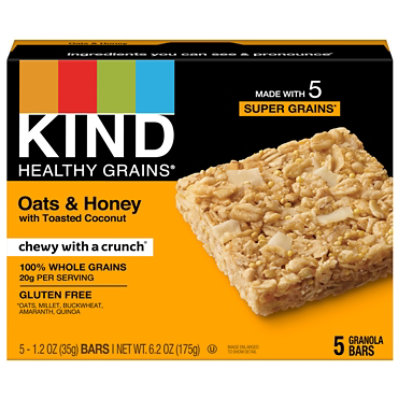KIND Healthy Grains Granola Bars Oats & Honey with Toasted Coconut - 5-1.2 Oz