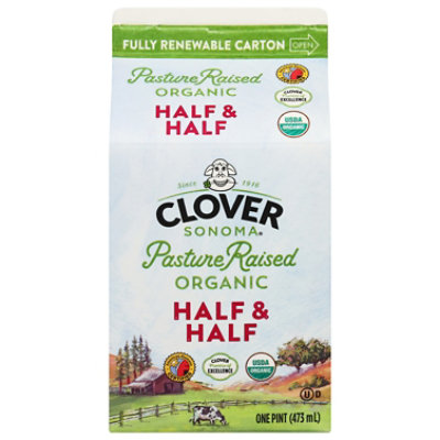 Clover Organic Farms Half Half 16 Fl Oz Safeway