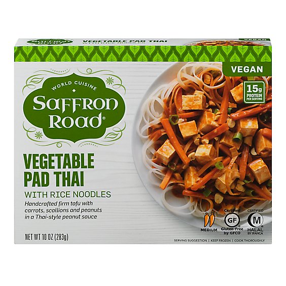Saffron Road Frozen Entree Halal Vegetable Pad Thai Medium Heat - 10 Oz