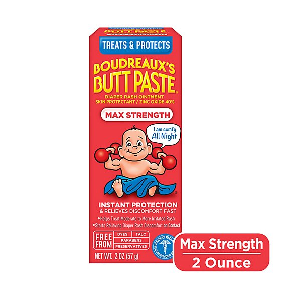 Boudreauxs Butt Paste Maximum Strength Diaper Rash Ointment - 2 Oz