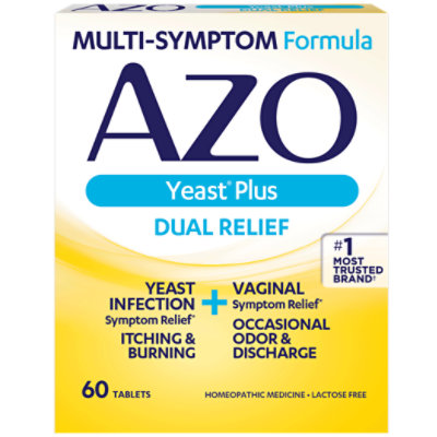 AZO Yeast Plus Yeast Infection And Vaginal Relief Tablets - 60 Count