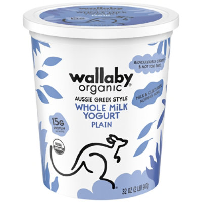 Wallaby Whole Milk Yogurt Organic Aussie Greek Style Plain - 32 Oz