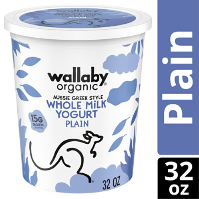 Wallaby Whole Milk Yogurt Organic Aussie Greek Style Plain - 32 Oz