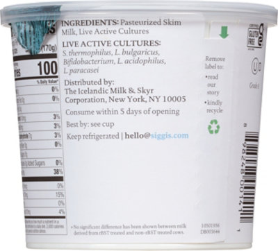siggi's Plain Icelandic Skyr Nonfat Yogurt - 24 Oz - Image 5