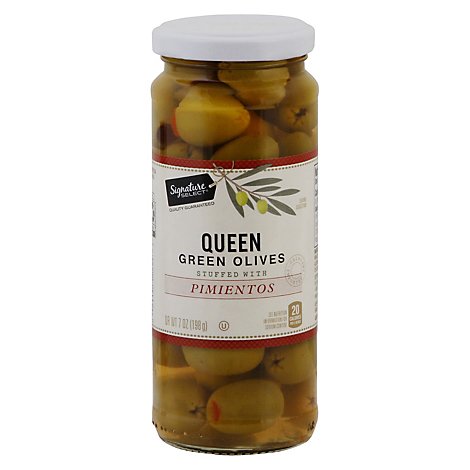 Signature SELECT Olives Queen Stuffed With Pimiento Jar - 7 Oz