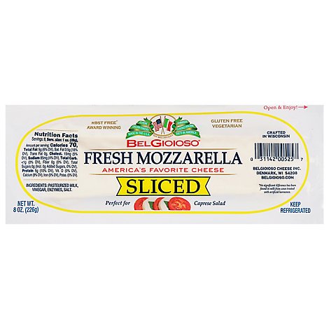 BelGioioso Sliced Fresh Mozzarella Cheese Log - 8 Oz