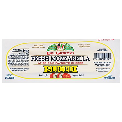 BelGioioso Sliced Fresh Mozzarella Cheese Log - 8 Oz - Image 1