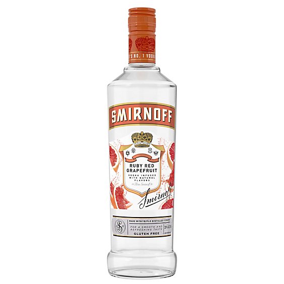 Smirnoff Vodka Infused With Natural Flavors Ruby Red Grapefruit Bottle - 750 Ml