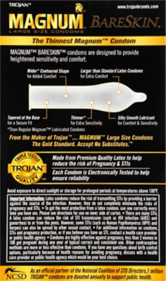 Trojan Magnum Bareskin Large Size Condoms - 10 Count - Image 4