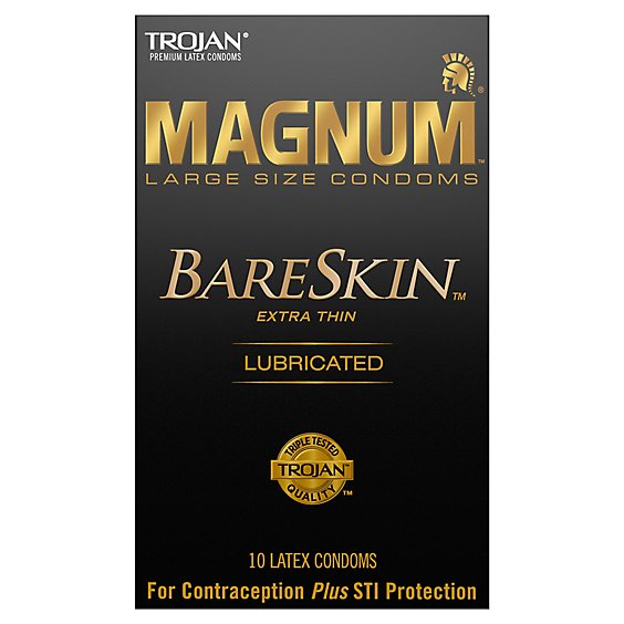 Trojan Magnum Bareskin Large Size Condoms - 10 Count