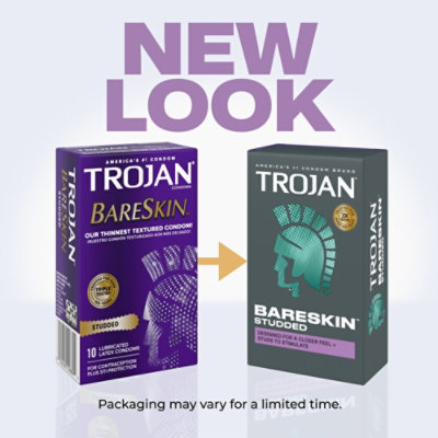 Trojan Studded Bareskin Lubricated Condoms - 10 Count - Image 2