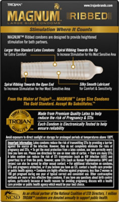 Trojan Magnum Ribbed Large Size Lubricated Condoms - 12 Count - Image 4