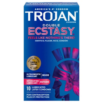 Trojan Double Ecstasy Lubricated Condoms - 10 Count - Image 3