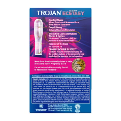 Trojan Double Ecstasy Lubricated Condoms - 10 Count - Image 5