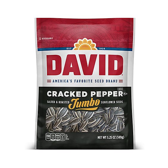 DAVID Roasted And Salted Cracked Pepper Jumbo Sunflower Seeds - 5.25 Oz