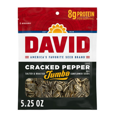 DAVID Roasted And Salted Cracked Pepper Jumbo Sunflower Seeds - 5.25 Oz