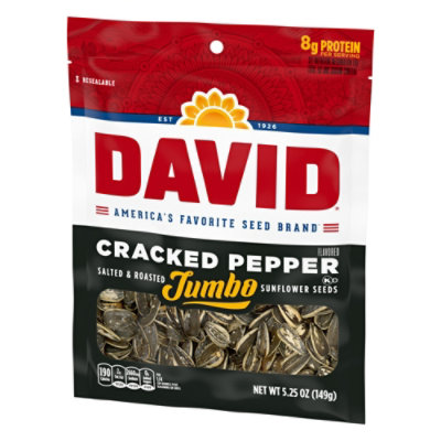 DAVID Roasted And Salted Cracked Pepper Jumbo Sunflower Seeds - 5.25 Oz - Image 3