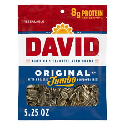 DAVID Roasted And Salted Original Jumbo Sunflower Seeds - 5.25 Oz