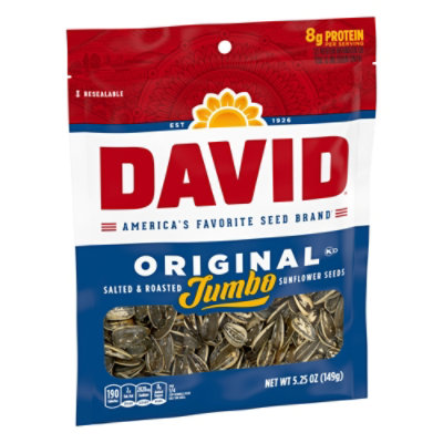 DAVID Roasted And Salted Original Jumbo Sunflower Seeds - 5.25 Oz - Image 2