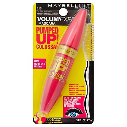 Maybelline Mascara Volum Express Pumped Up Colossal Glam Brown 215 - 0.33 Fl. Oz. - Image 1
