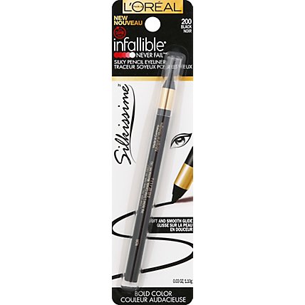 LOreal Eyeliner Infallible Never Fail Silky Pencil Silkissime Black 200 - 0.03 Oz - Image 2