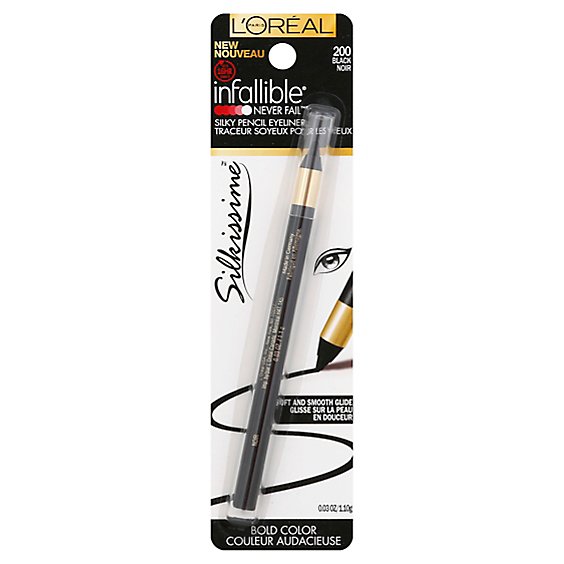 LOreal Eyeliner Infallible Never Fail Silky Pencil Silkissime Black 200 - 0.03 Oz